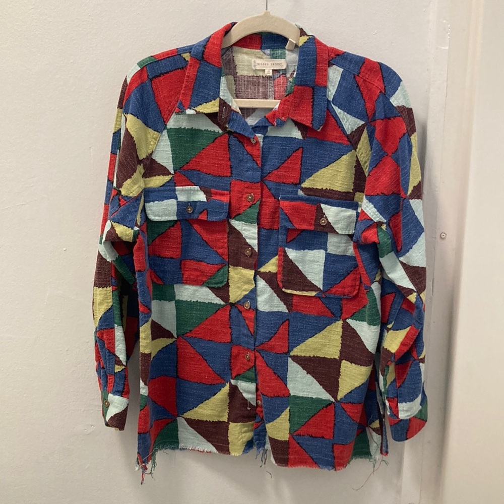 Geo Patchwork Boyfriend Shirt